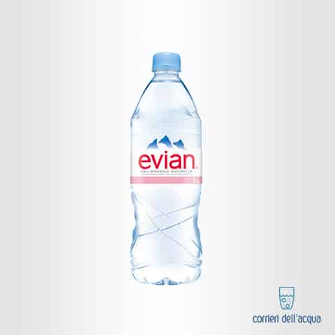 Acqua Naturale Evian 1 Litro Bottiglia di Plastica PET